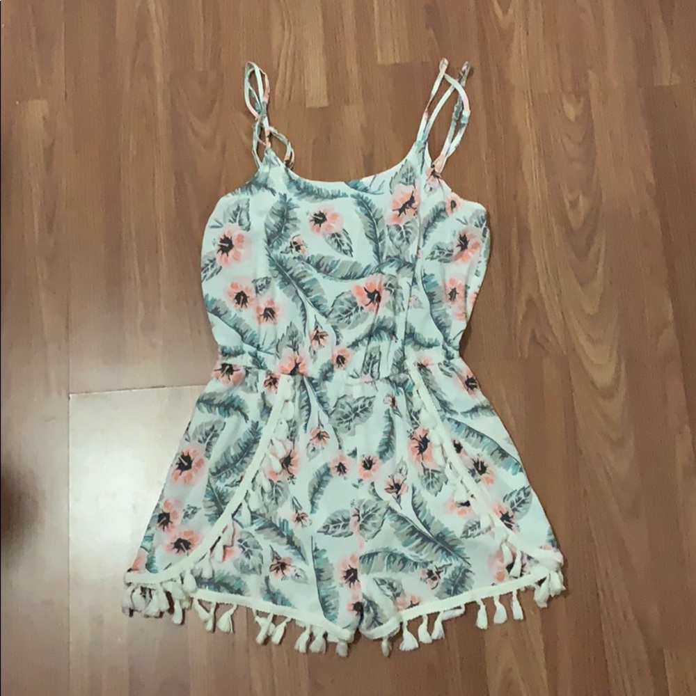 palm tree floral romper